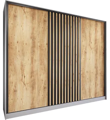 Productafbeelding van Schuifdeurkast CETI B 270, kleur: grijs / wotan eikenhout / zwart