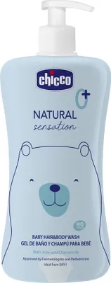Image de CHICCO Natural Sensation Shampooing pour cheveux et corps à l'aloès et à la camomille 500ml, 0m+