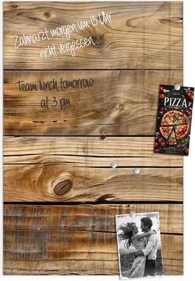 Produktbild von Magnettafel 40x60cm Pinnwand Whiteboard beschreibbar - Holzdielenmaserung