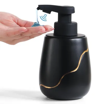 Image de Distributeur de savon automatique avec capteur infrarouge, rechargeable, 500 ml, noir, en céramique