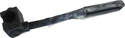 A black and gray oil hose for a chainsaw, isolated on a white background.