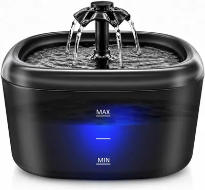 Productafbeelding van Kattenfontein - 2,2 liter - ultrastille pomp - drievoudig filter - led-waterniveau - zwart
