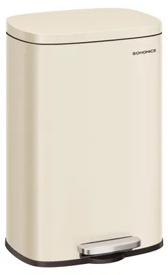 Produktbild von Abfallbehälter aus Stahl 50 Liter mit Inneneimer aus Kunststoff, sandbeige, 43,2 x 37,1 x 63,2 cm