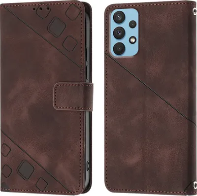 Produktbild von Hülle für Samsung Galaxy A32 4G Prägung Flip Leder Brieftasche Schutzhülle mit Ständer Braun