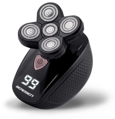 Productafbeelding van Scheerapparaat 6-in-1, elektrisch, roterend, voor heren, neus- en baardtrimmer, gezichtsreinigingsborstel, LCD, zwart