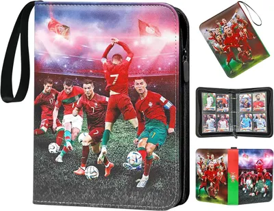 Produktbild von Fußball Karten Sammelalbum, Fussball Sammelkarten Album, 400 Karten Sammelmappe Sammelheft Sammelbuch, Wasserdicht Kunstleder Heft Ordner mit 4 Taschen