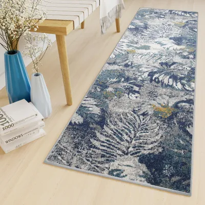 Immagine prodotto di Tappeto corridoio Tapiso, colore blu-grigio moderno, ideale per il soggiorno,  ÖKO-TEX, dimensioni 100 x 1050 cm