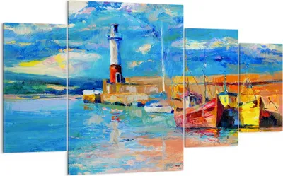 Produktbild von Bild auf Leinwand - Leinwandbild - Leuchtturm Meer - 160x90cm - Wand Bild - Wanddeko - Wandbilder - Leinwanddruck - Bilder - Kunstdruck - Wanddekoration - Leinwand bilder - Wandkunst - DL160x90-3693