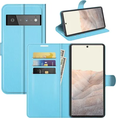 Produktbild von König Design Hülle kompatibel mit Google Pixel 6 Pro Kunstleder Handyhülle - Handy Case Blau