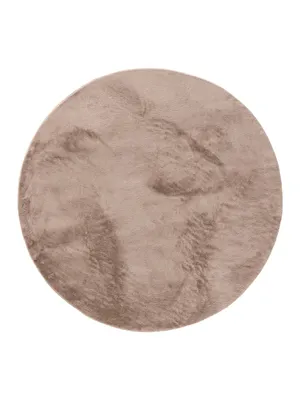 Produktbild von Fellteppich Furry Taupe ø 80 cm rund Wohnzimmer  Rutschfest Waschbar Hochflor benuta Flauschig Plüsch Shaggy Weich