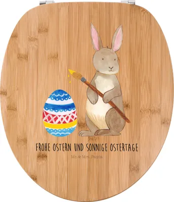 Produktbild von Mr. & Mrs. Panda WC Brille Hase Eier Malen - Transparent - Geschenk, Ostergrüße, Kaninchen, Frohe Ostern, Kinder, Osterhase, Klo-Deckel, Klobrille, WC-Sitz