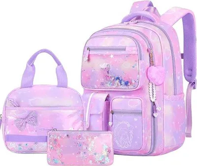 Produktbild von Famanu Schulrucksack Set 3-teilig - Rucksack, Lunchbag und Etui, geeignet für Teenager und Laptops bis 15,6 Zoll