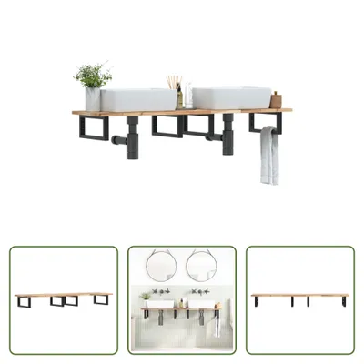 Produktbild von The Living Store Waschbeckenregal Wandmontage Stahl und Akazienholz