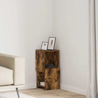 Produktbild von "Schlussverkauf" Eckschrank 1 PC - Mehrzweckschrank für Wohnzimmer/Büro - Geräucherte Eiche 25,5x25x55cm Holzwerkstoff  C7226