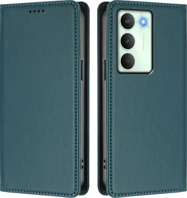 Immagine prodotto di Custodia in pelle per Realme14X/Realme C75 5G, flip case magnetico in Finto cuoio con supporto Verde