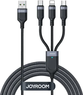 Obrázok produktu pre Kbel 3 v 1 Joyroom Multi-Use Series S-1T3018A18, USB to Lightning, USB-C, microUSB, 30 cm, ierny