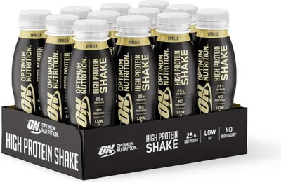 Produktbild von Optimum Nutrition High Protein Shake – 12 Flaschen a 330 ml Vanilla