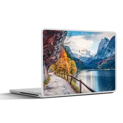 Produktbild von MuchoWow® Laptop Aufkleber Sticker Cover Berge - See - Weg - Natur - Wasser 32.5x23.5 cm - Sticker für Laptop - Selbstklebend