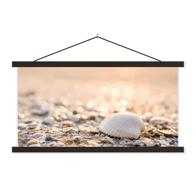 Produktbild von MuchoWow® Textilposter Muscheln - Weiß - Strand - Sommer 150x75 cm mit schwarzem Rahmen - Posterleiste