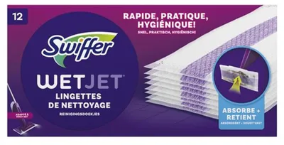 Image de Lingettes nettoyantes Swiffer Wetjet, 12 pièces