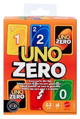 Produktbild von Mattel Games UNO Zero Kartenspiel für Kinder, Erwachsene und Familienabende, Partys und Reisen, enthält Kartenspiel und Punktekarte, Kartenspiel, Abwurf, 7 Jahr(e)