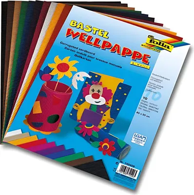 Zdjęcie produktu dla 10x Folia 740409 Bastelwellpappe E-Welle - 25 x 35 cm, sortiert