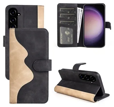 Obrázek produktu pro Pro Samsung Galaxy S23 FE 5G designové ochranné pouzdro na mobilní telefon černé koženkové pouzdro
