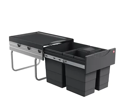 Image de Collecteur de déchets Hailo 3642531 Raumspar-Tandem 2x 8,5 +18 L gris foncé