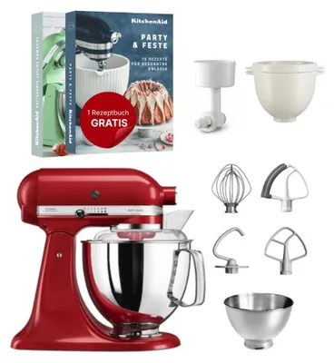 Produktbild von KitchenAid 4,8 L 5KSM175 Artisan Küchenmaschine Breadlover mit Getreidemühlenvorsatz + Brotbackschüssel Empire Rot