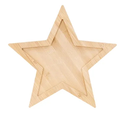 Produktbild von Holztablett Stern 30cm Bambus Sterntablett Tischdeko Weihnachten Dekoteller Aufbewahrung Advent Weihnachtsdeko Holzteller