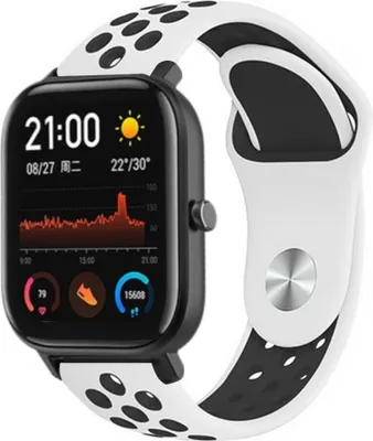 Produktbild von Strap-it Xiaomi Amazfit GTS Sportarmband (Weiß/Schwarz)