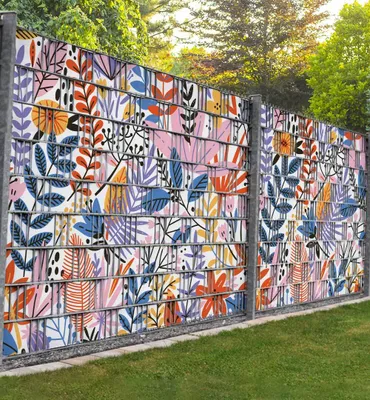 Produktbild von Sichtschutzstreifen Exotische Blumen Malerei Sichtschutz Garten Zaun - 250x180cm