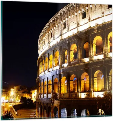 Produktbild von Bilder auf glas - Coloseum Rom Architektur - 60x60cm - Glasbilder - Wandbilder - Kunstdruck - zum Aufhängen bereit - Wanddekoration aus Glas - Glas Bilder - Wandbild auf Glas - GAC60x60-1334