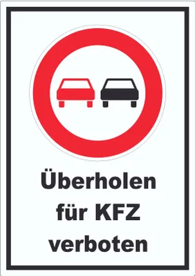 Produktbild von Überholverbot KFZ Aufkleber A4 (210x297mm)
