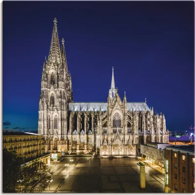 Produktbild von ARTland Leinwandbild Kölner Dom am Abend Größe: 50x50 cm