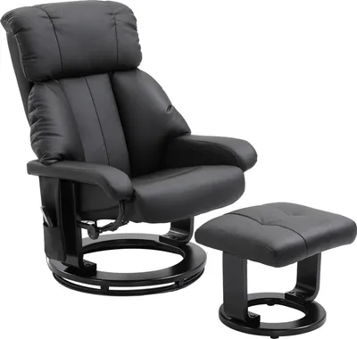 Produktbild von Relaxsessel mit Fußhocker, Massagesessel mit Liegefunktion, Elektrischer Liegesessel mit Fernbedienung, Fernsehsessel mit Seitentasche, Kunstleder, Schwarz