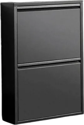 Produktbild von Dmora Schuhschrank Ezequiel 50x15x71 cm, Schwarz, 4 Paar, 2 Türen