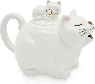 Produktbild von Keramischer Katzentheepot Weiß