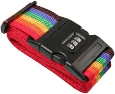 Produktbild von CHPN – Koffergurt – Gepäckgurt – Kofferschloss – Kofferverschluss – Extraschloss für Koffer – 160 cm – Zahlenschloss – Regenbogen – Nylon