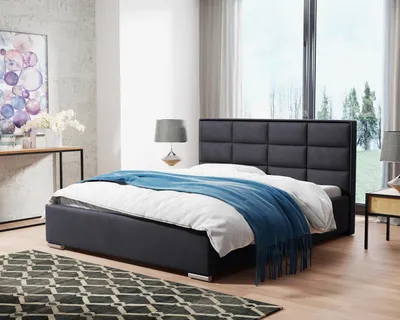 Produktbild von Polsterbett mit Metallrahmen und Gaszylinder Uno, Doppellbett mit bettkasten, Polsterpaneelen (Stoff: kronos 22 - grau, Große: 140x200 cm)
