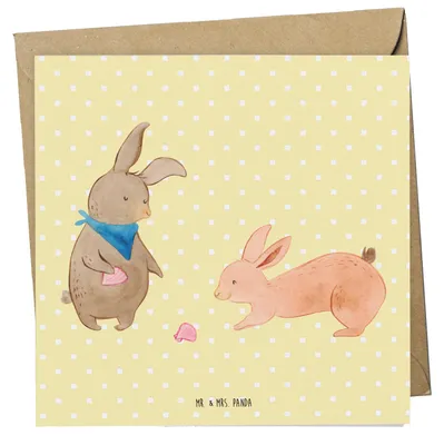 Produktbild von Mr. & Mrs. Panda Grußkarte Hasen Muschel - Gelb Pastell - Geschenk, Muttertag, Freundin, anlasskarte, doppelkarte, Beste, Urlaub, Klappkarte, faltkarte, Ferien, Strand