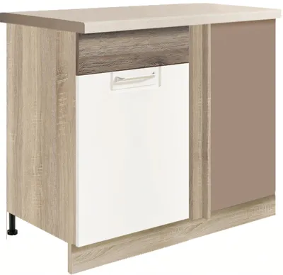 Produktbild von ECONO 24D – Eckunterschrank 110 cm, Weiß Hochglanz