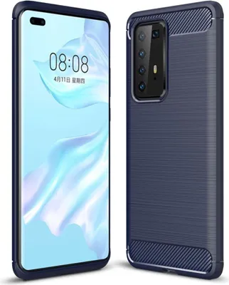 Produktbild von Schutzhülle Handyhülle für Huawei P40 Pro Case Cover Carbon Optik Blau