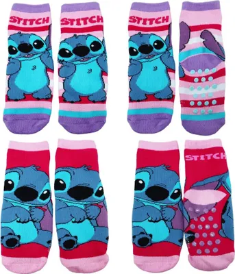 Produktbild von Disney Stitch Kinder lange ABS Socken Stopersocken anti Rutsch 2er Set – Bunt / 27/30