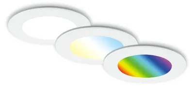 Image de LED encastrées salle de bain RGB télécommande dimmable minuterie IP65 Ø9,2cm blanc Briloner