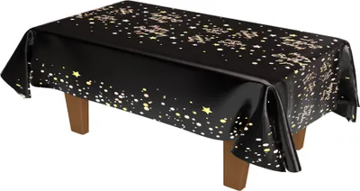 Produktbild von Plastik-Tischdecke Happy Birthday schwarz gold