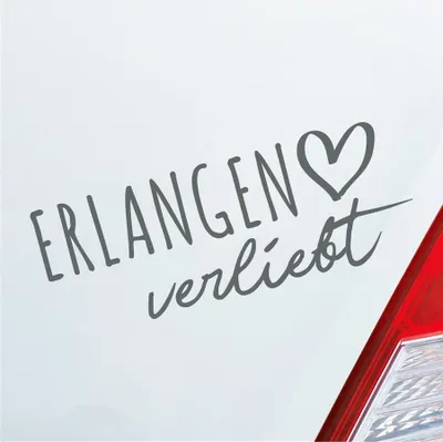 Produktbild von Auto Aufkleber Erlangen verliebt Herz Stadt Heimat Liebe Car 19x7 cm Grau Sticker Heckscheibenaufkleber