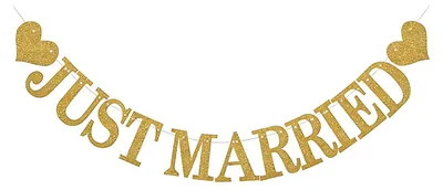 Produktbild von JUST MARRIED Girlande - Dekorative Hochzeitsgirlande - Goldfarben