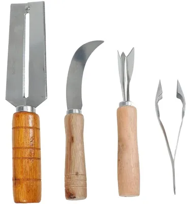 Produktbild von 4er Set Ananasschneider Obstschneider mit Erdbeerentkerner und Stiel Entferner für Küche Obstsalat Party