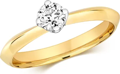 Produktbild von Funkelndes Feuer 18 Karat (750) Gold Solitär Verlobung Damen - Diamant Ring Brillant-Schliff 0.35 Karat GH - SI2, 53 (16.9); TRS3221818KYRSM